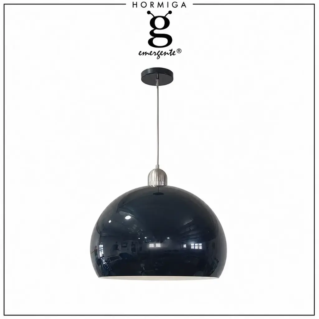 Lámpara colgante media esfera negro
